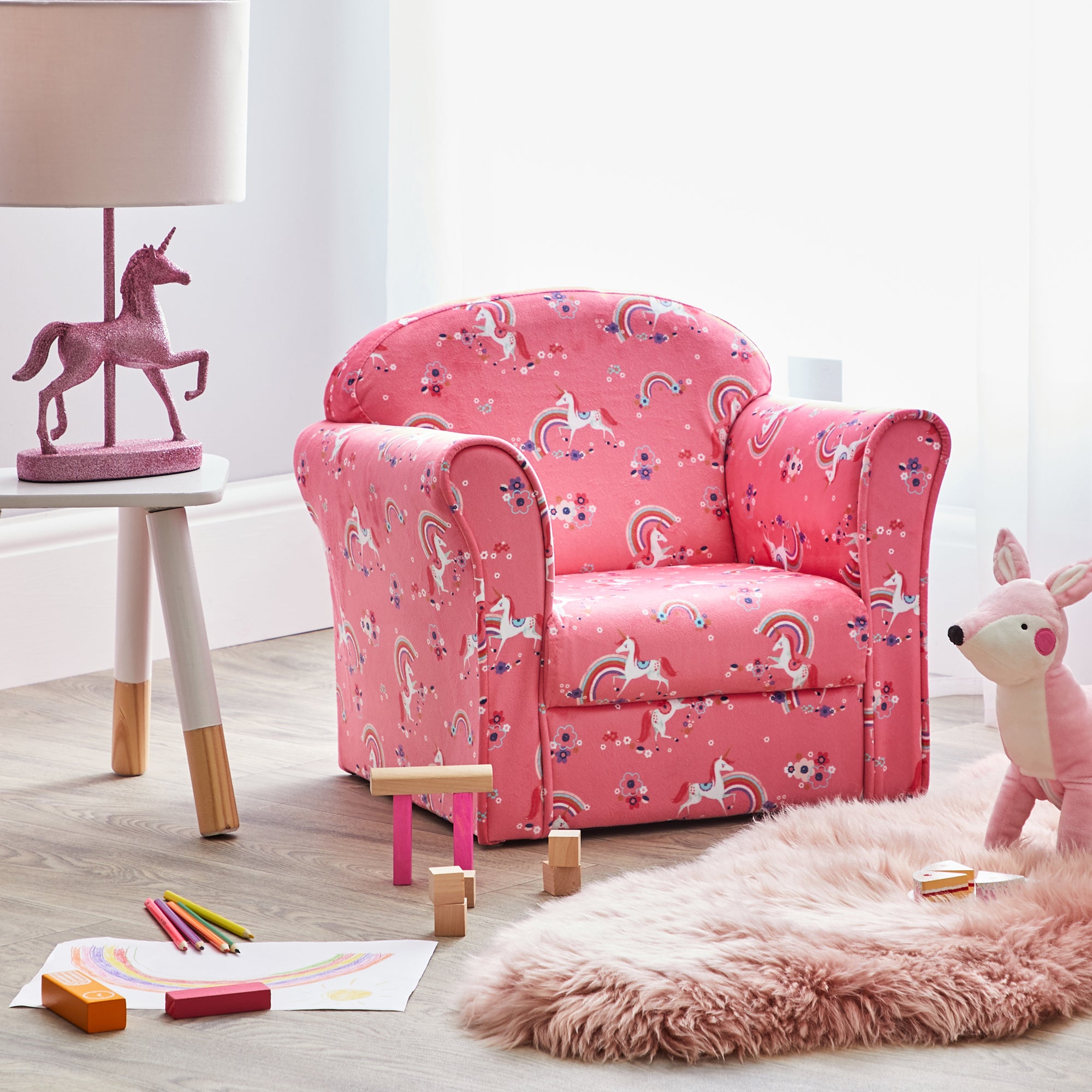 Kid's Unicorn Armchair Pink