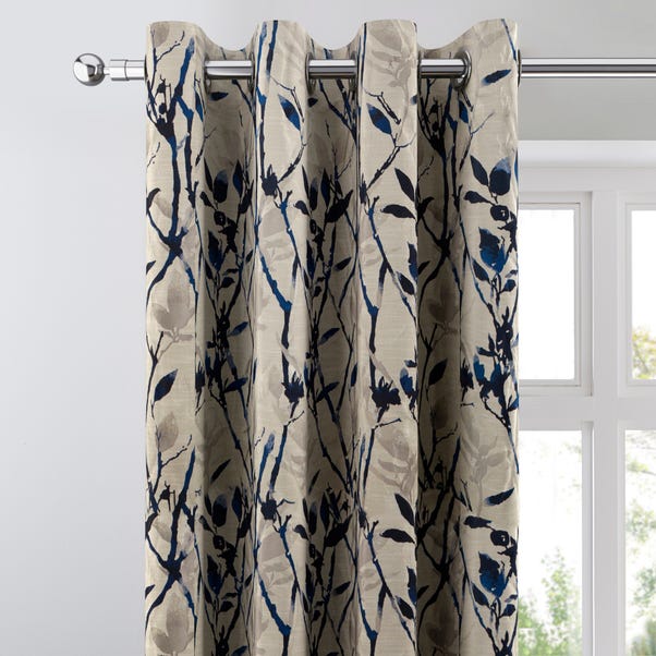 Zen Blue Jacquard Eyelet Curtains Dunelm Zen Blue Jacquard Eyelet Curtains Dunelm, Blue Patterned Curtains