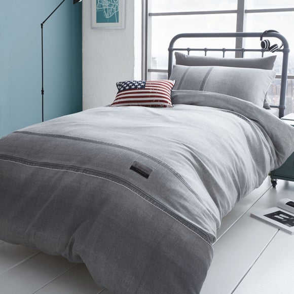 Catherine Lansfield Denim Grey Duvet Cover And Pillowcase Set Dunelm   30620754 