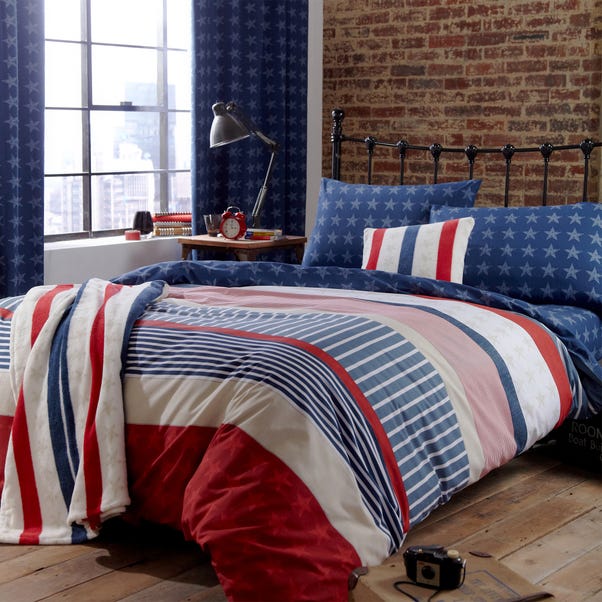 Catherine Lansfield Stars and Stripes Duvet Cover and Pillowcase Set  undefined