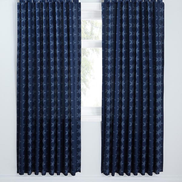 Catherine Lansfield Stars and Stripes Curtains Blue