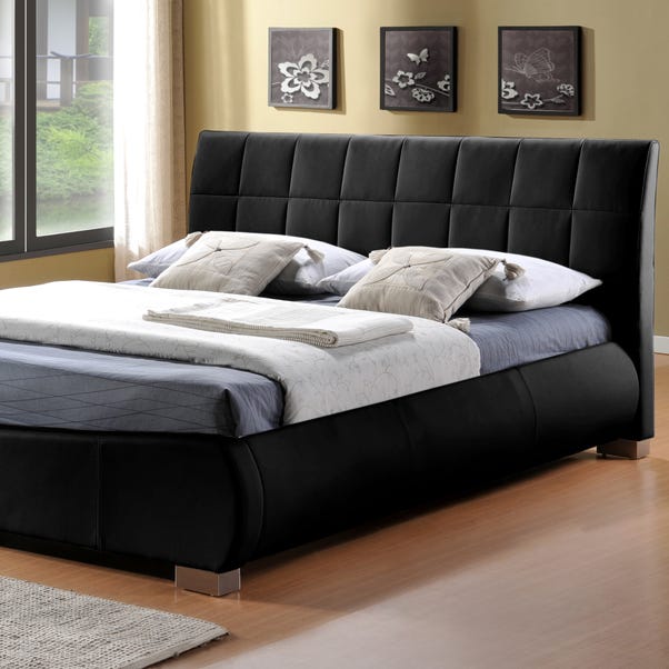 Dorado Black Faux Leather Bed Frame, Leather Bed Frame