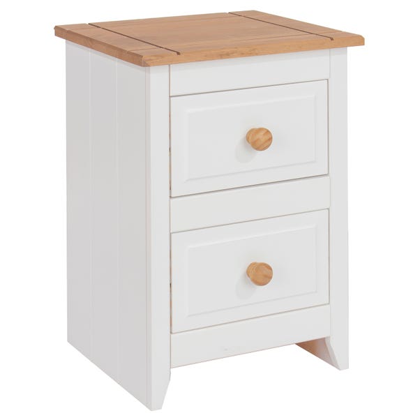 Capri Small 2 Drawer Bedside Table, White & Pine image 1 of 1