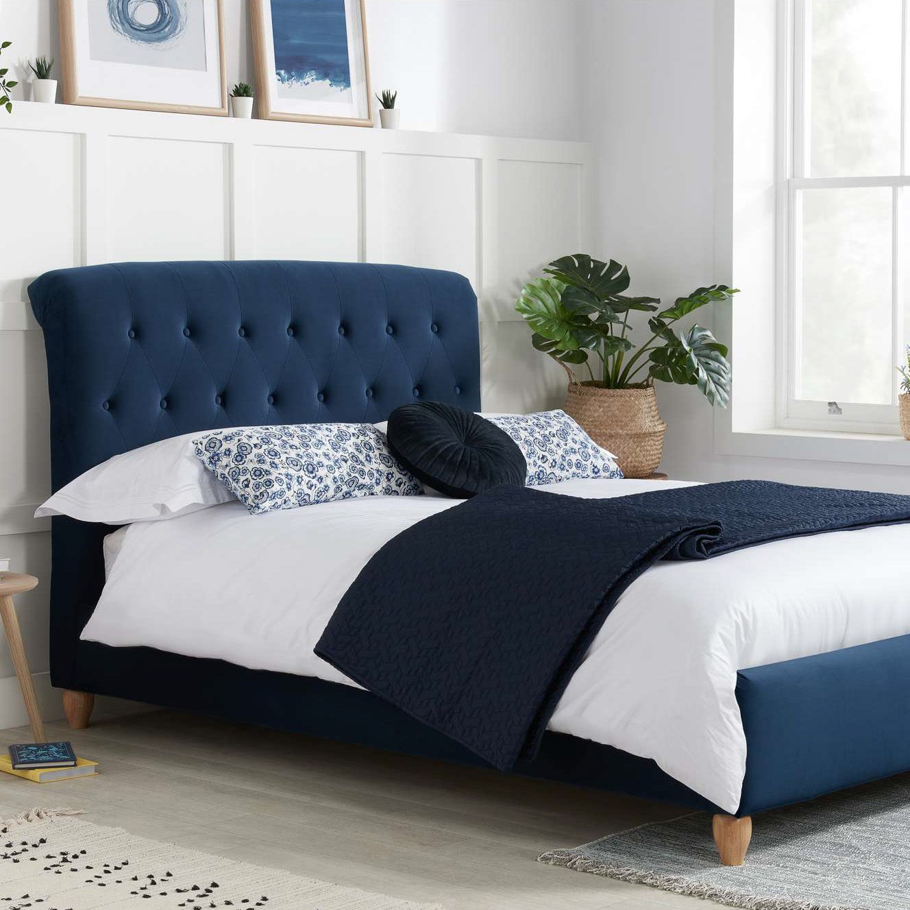 Brompton Fabric Bed Frame Blue