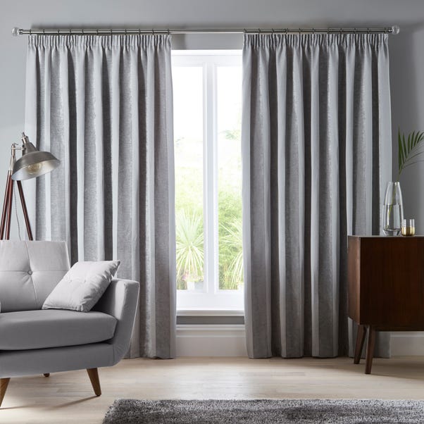 Parker Grey Chenille Pencil Pleat Curtains  undefined