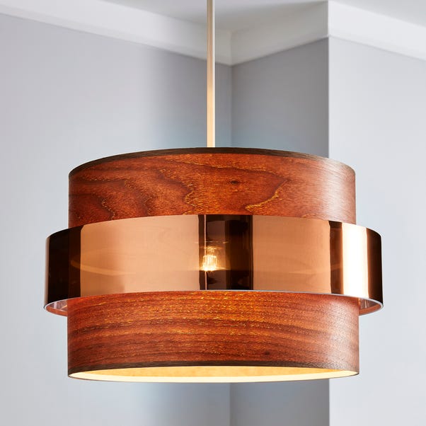 Joey Dark Wood Easy Fit Pendant Dunelm, How To Line A Lampshade With Copper