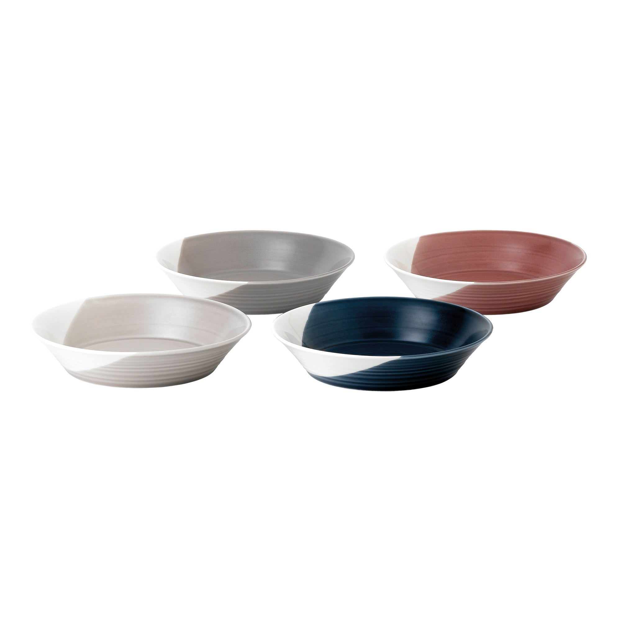 Click to view product details and reviews for Set Of 4 Royal Doulton Bowls Of Plenty 23cm Bowls Blue Grey Red.