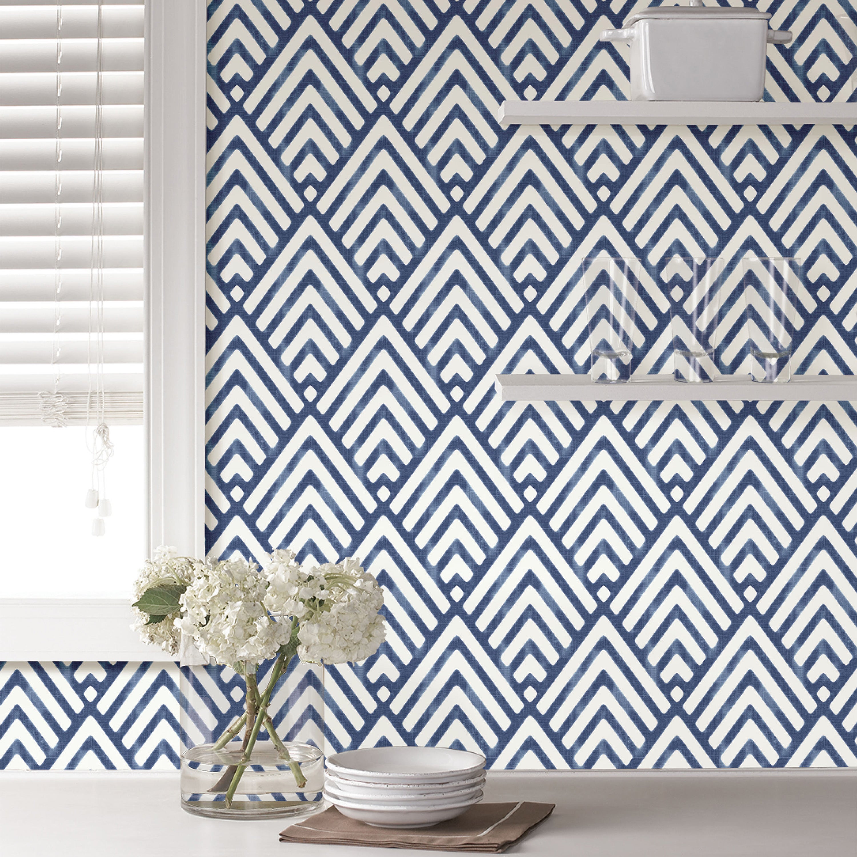 NuWallpaper Arrowhead Blue Self Adhesive Wallpaper | Dunelm