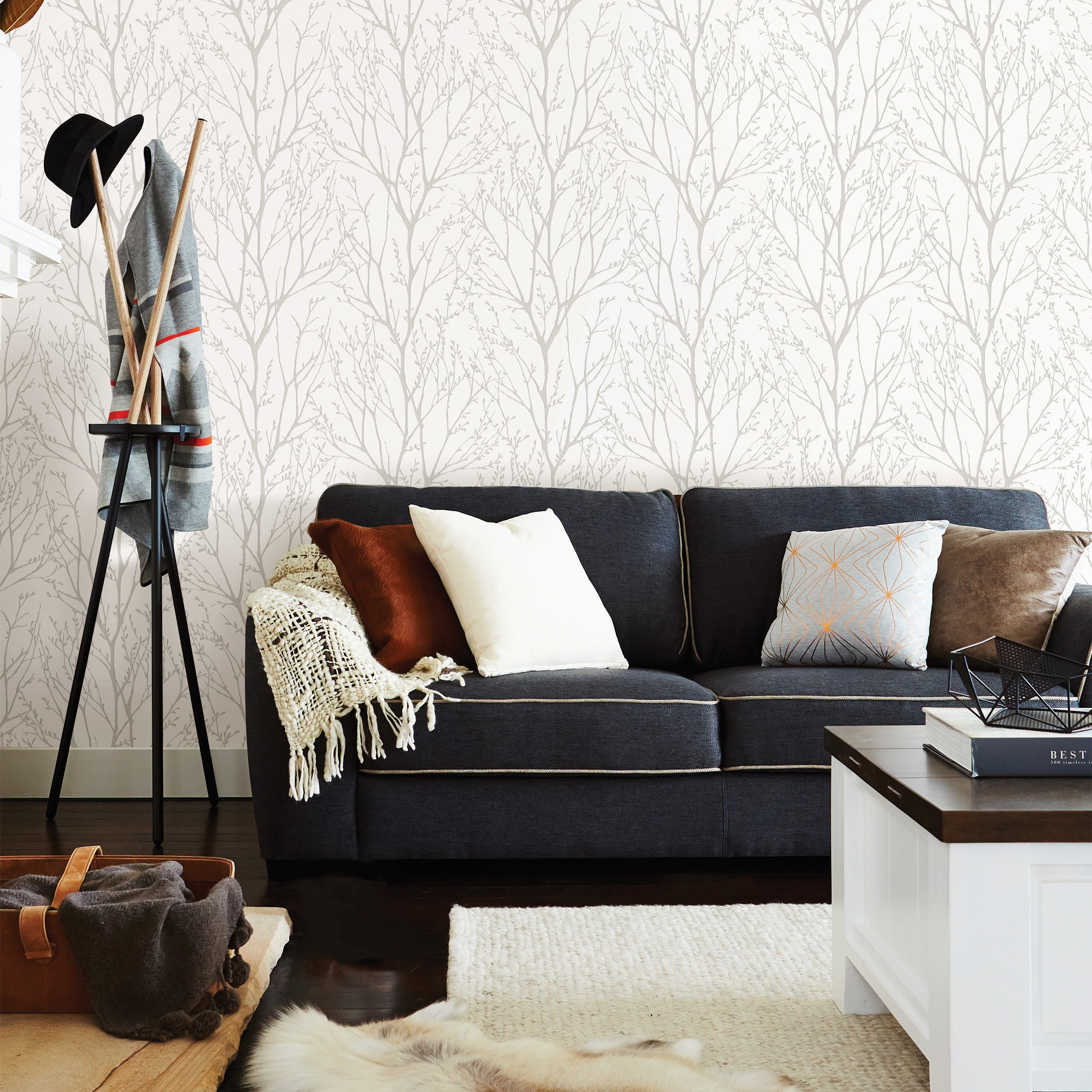 Click to view product details and reviews for Nuwallpaper Treetops Grey Self Adhesive Wallpaper Grey And White.