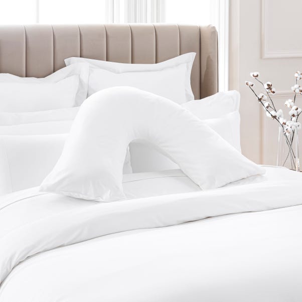Dorma 300 Thread Count 100% Cotton Sateen Plain V-Shaped Pillowcase image 1 of 4