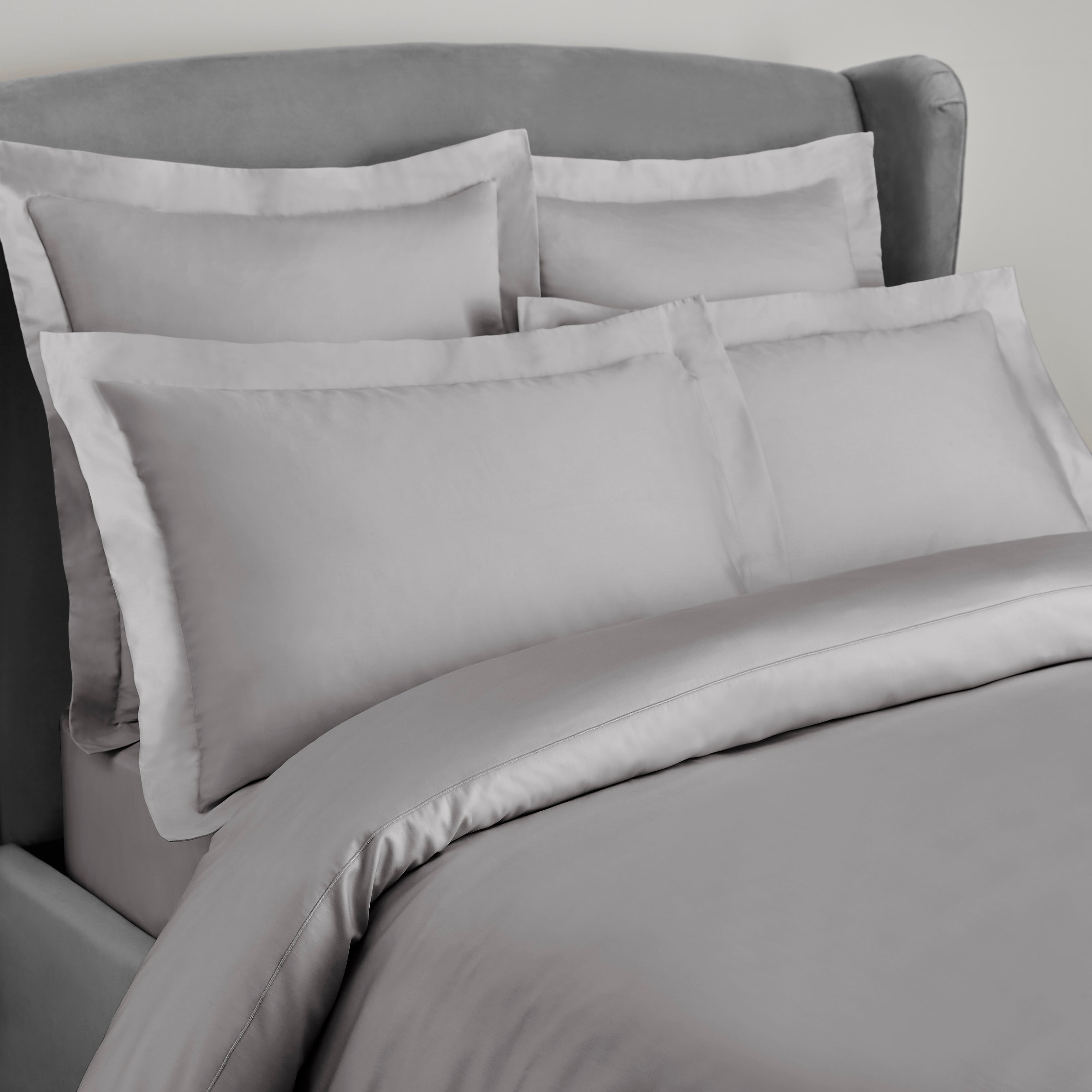 Image of Dorma 300 Thread Count 100% Cotton Sateen Plain Oxford Pillowcase grey