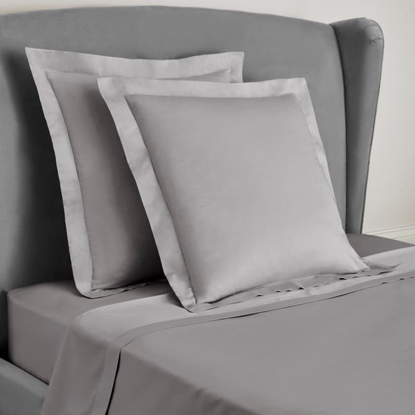 Dorma 300 Thread Count 100% Cotton Sateen Plain Continental Square Pillowcase Silver