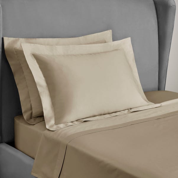 Dorma 300 Thread Count 100% Cotton Sateen Plain Oxford Pillowcase Natural