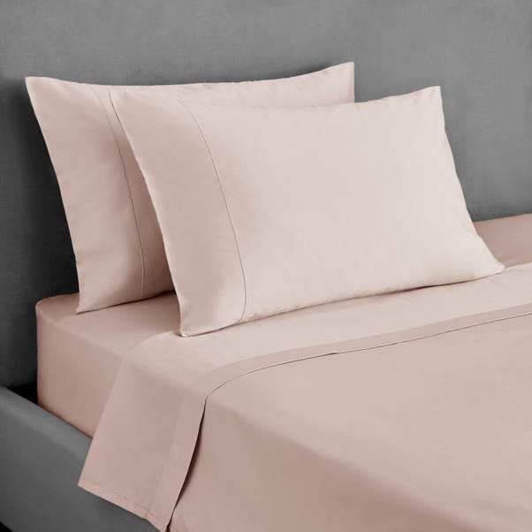 Dorma 300 Thread Count 100% Cotton Sateen Plain Cuffed Pillowcase Blush
