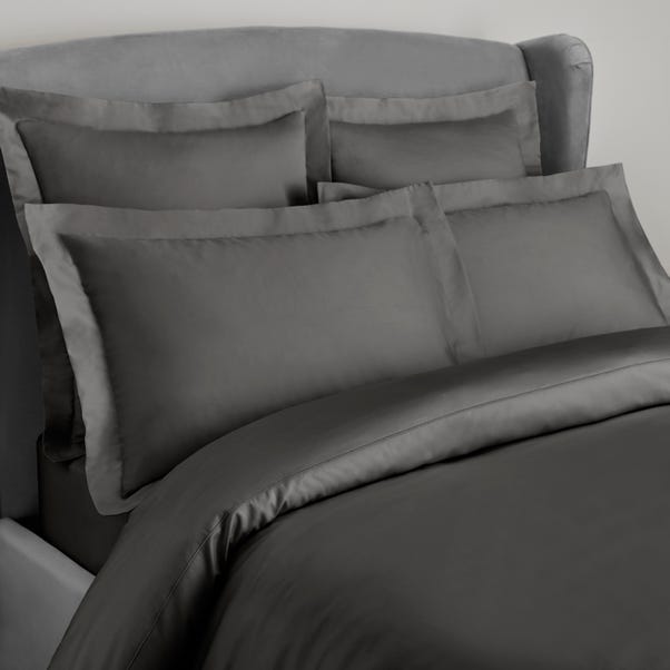 Dorma 300 Thread Count 100% Cotton Sateen Plain Oxford Pillowcase Slate