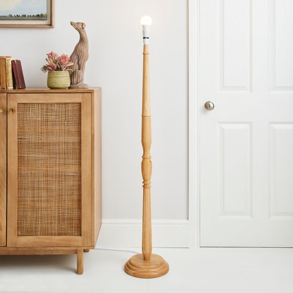 turned wood floor lamp