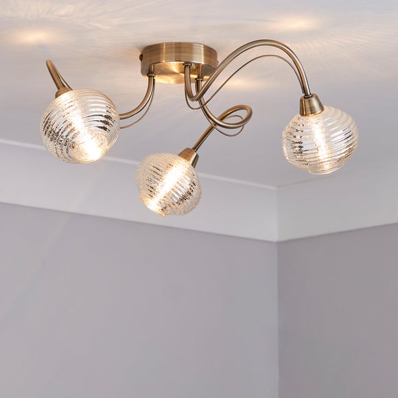 monty 3 light glass ceiling fitting