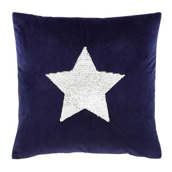 Catherine Lansfield Sequin Star Navy Cushion image 1 of 2