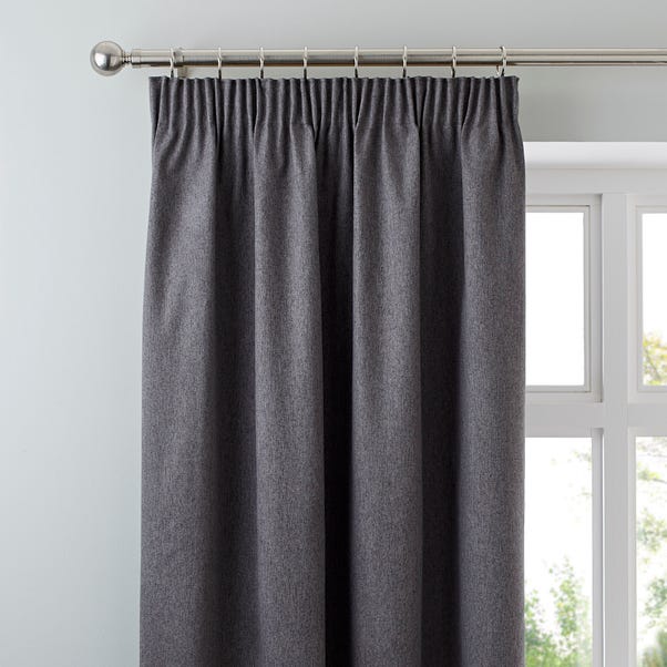 Luna Charcoal Blackout Pencil Pleat, Charcoal And White Curtains