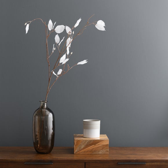 Artificial White Honesty Glitter Stem