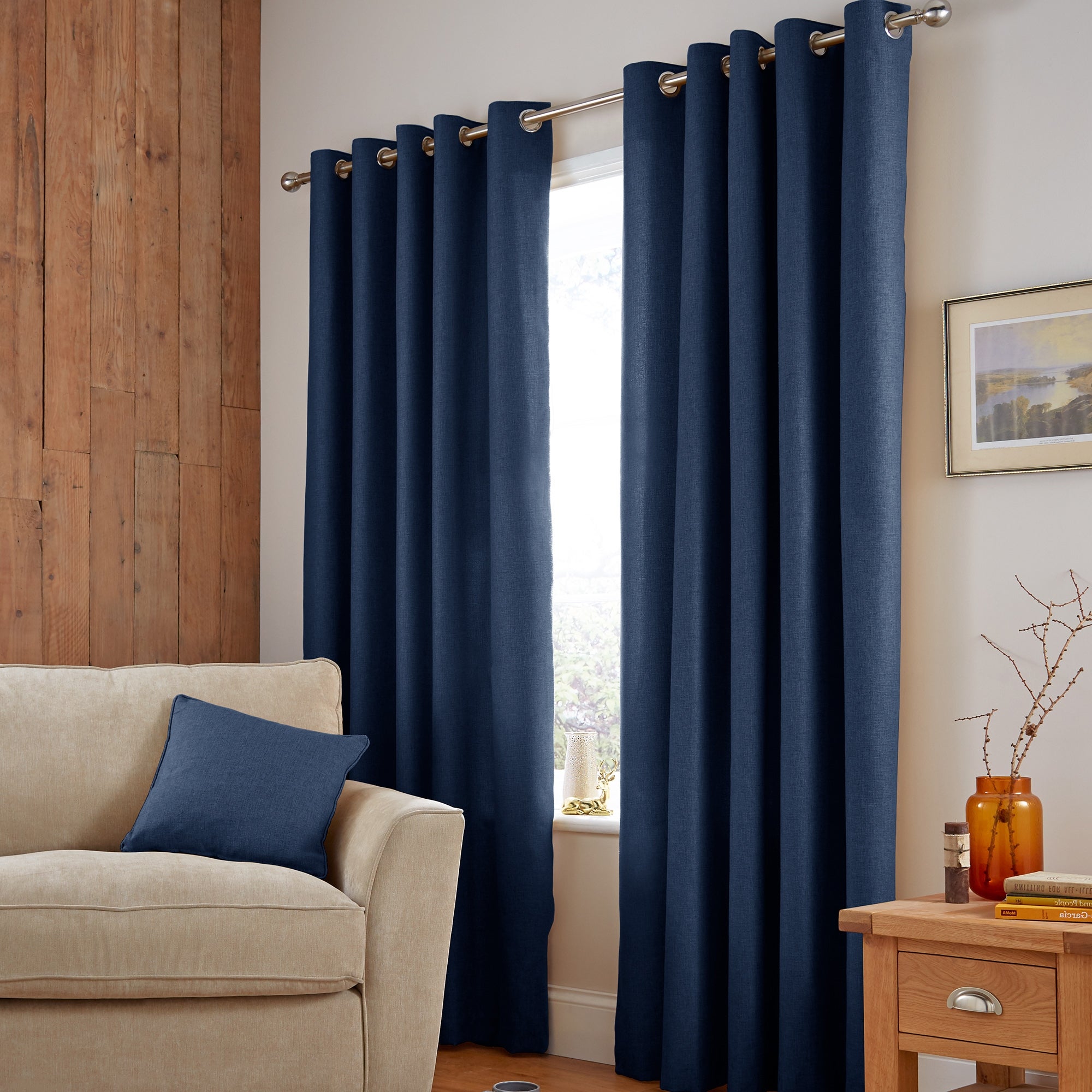 Jennings Navy Thermal Eyelet Curtains 