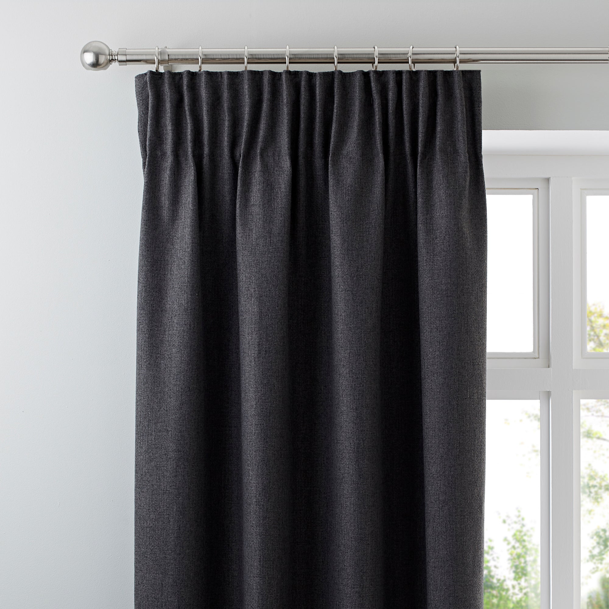Jennings Charcoal Thermal Pencil Pleat Curtains Grey