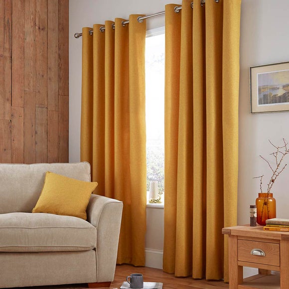 Jennings Ochre Thermal Eyelet Curtains Dunelm