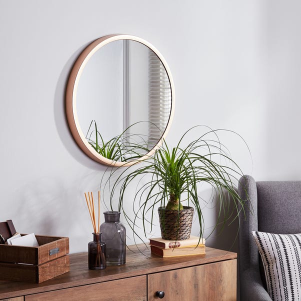 Elements Round Wall Mirror 55cm Copper Dunelm Elements Round Wall Mirror 55cm Copper, Large Copper Round Wall Mirror