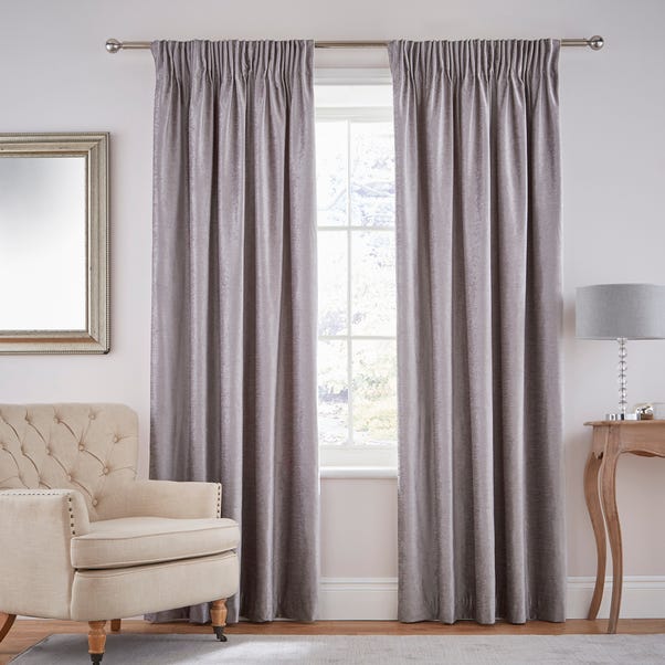 Dorma Lymington Grey Pencil Pleat Curtains | Dunelm