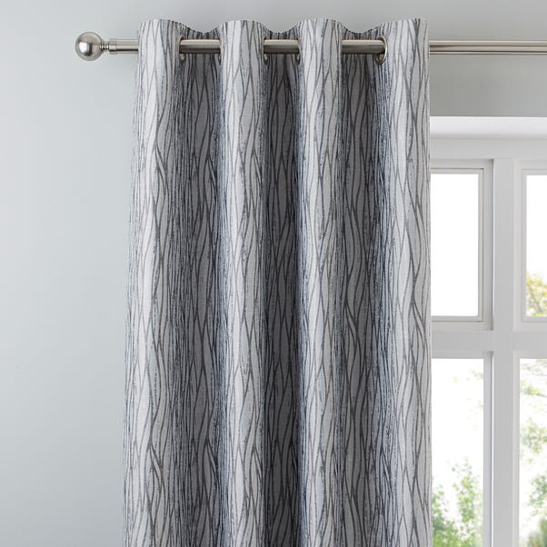 Linear Waves Silver Eyelet Curtains image 1 of 4