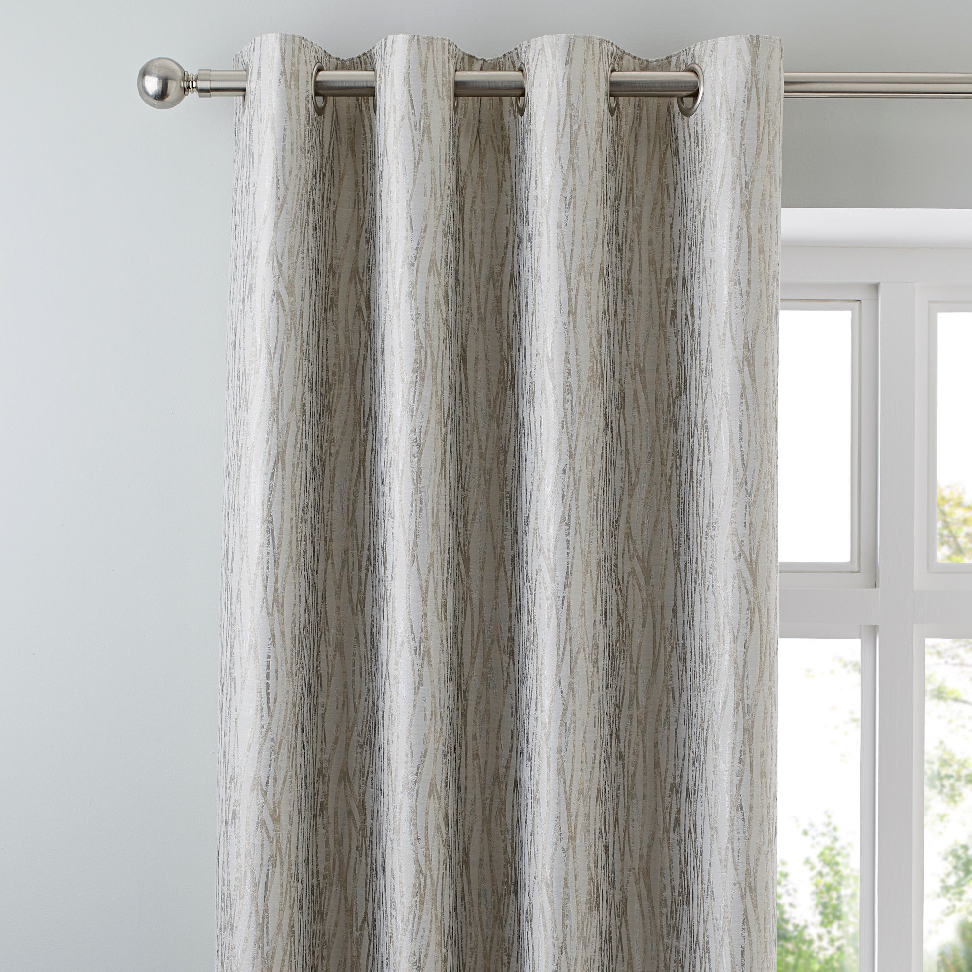 Linear Waves Natural Eyelet Curtains | Dunelm