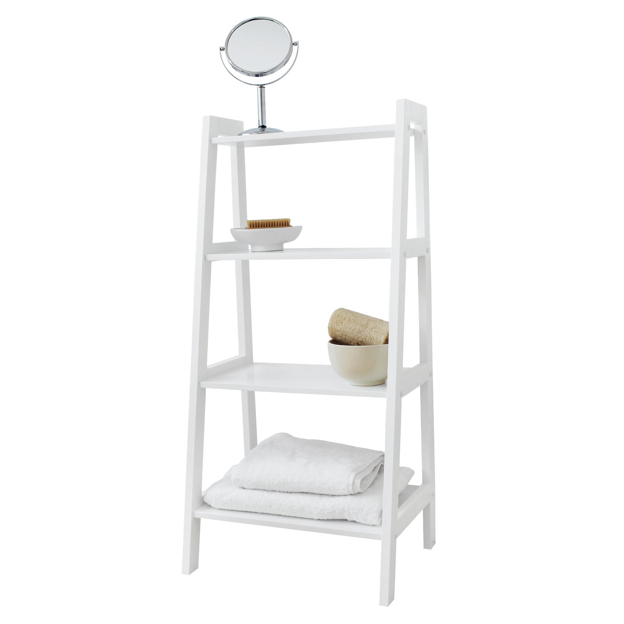Photos - Other sanitary accessories White 4 Tier Ladder Shelving White