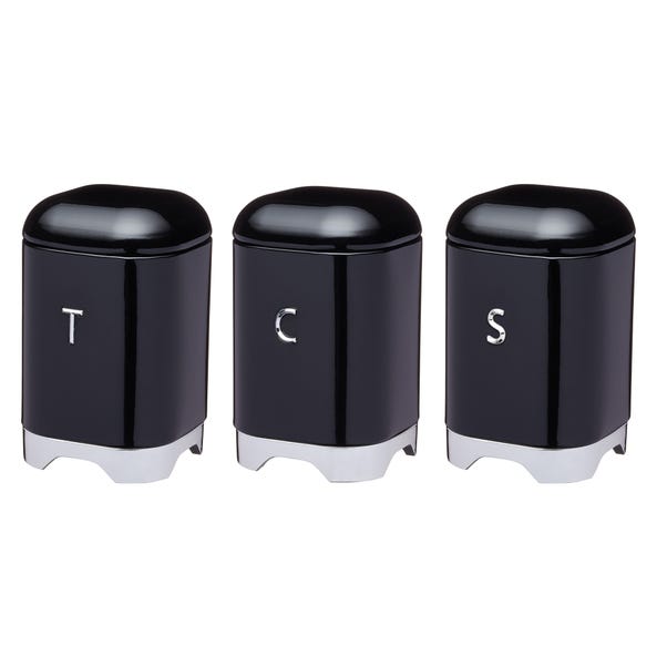Set of 3 Lovello Black Tea Coffee and Sugar Canisters image 1 of 2