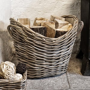 40cm Round Wicker Log Basket With Handles