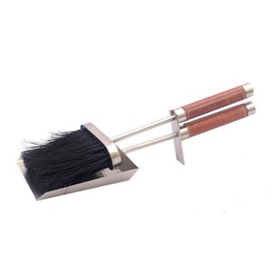Leather Handled Pewter Fireside Tidy Set