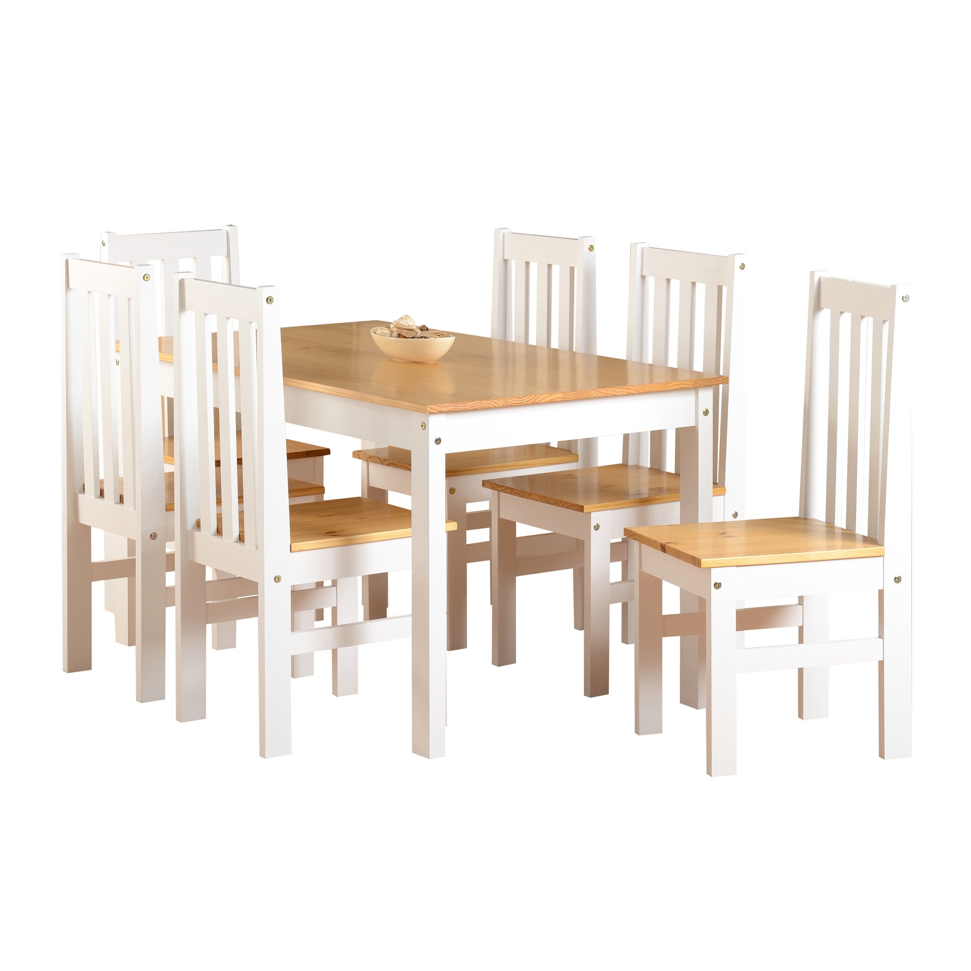 Ludlow Rectangular Dining Table With 6 Chairs White Pine White