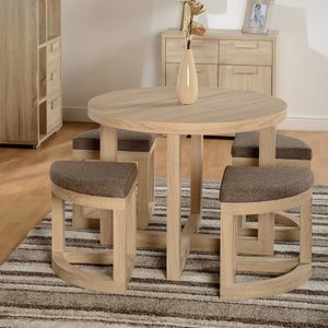 Cambourne 4 Seater Round Stowaway Dining Table With 4 Chairs