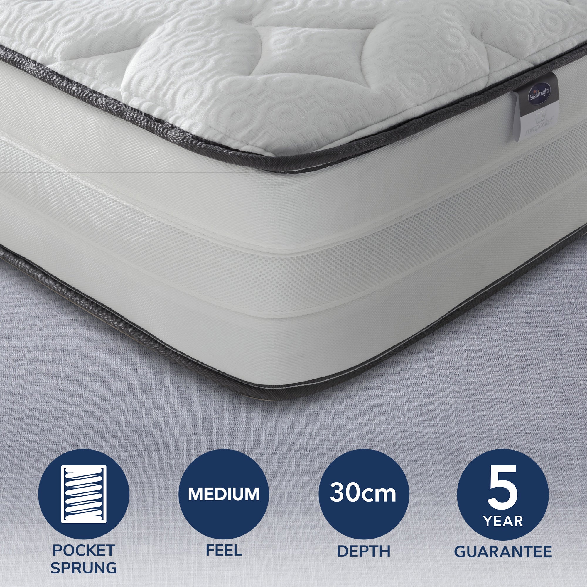 Silentnight Medium 2000 Pocket Luxury Mattress White