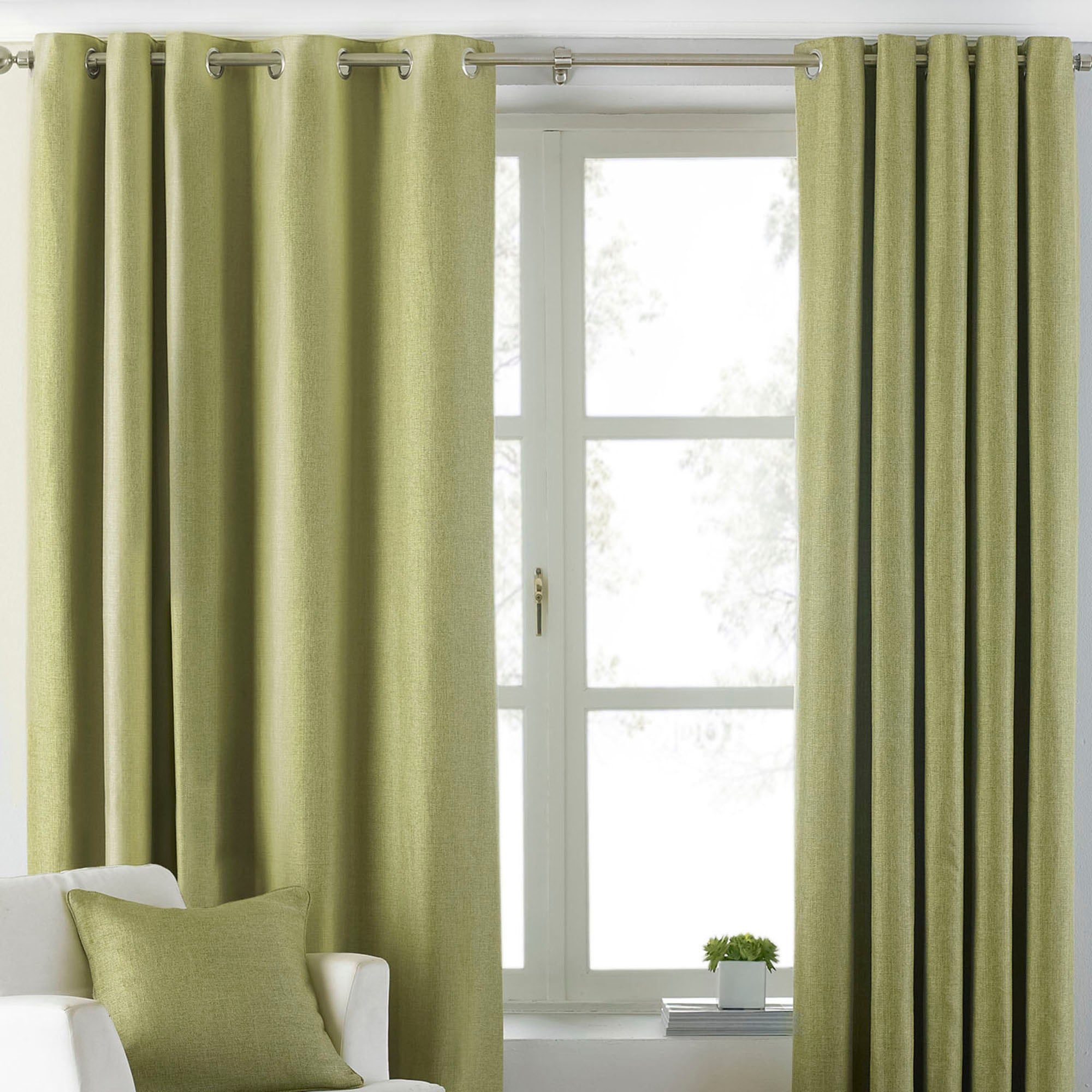 Atlantic Green Eyelet Curtains | Dunelm