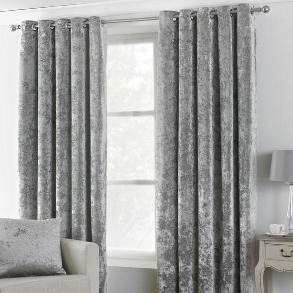 Verona Silver Velvet Eyelet Curtains Dunelm Verona Silver Velvet Eyelet Curtains, Grey Velvet Curtains