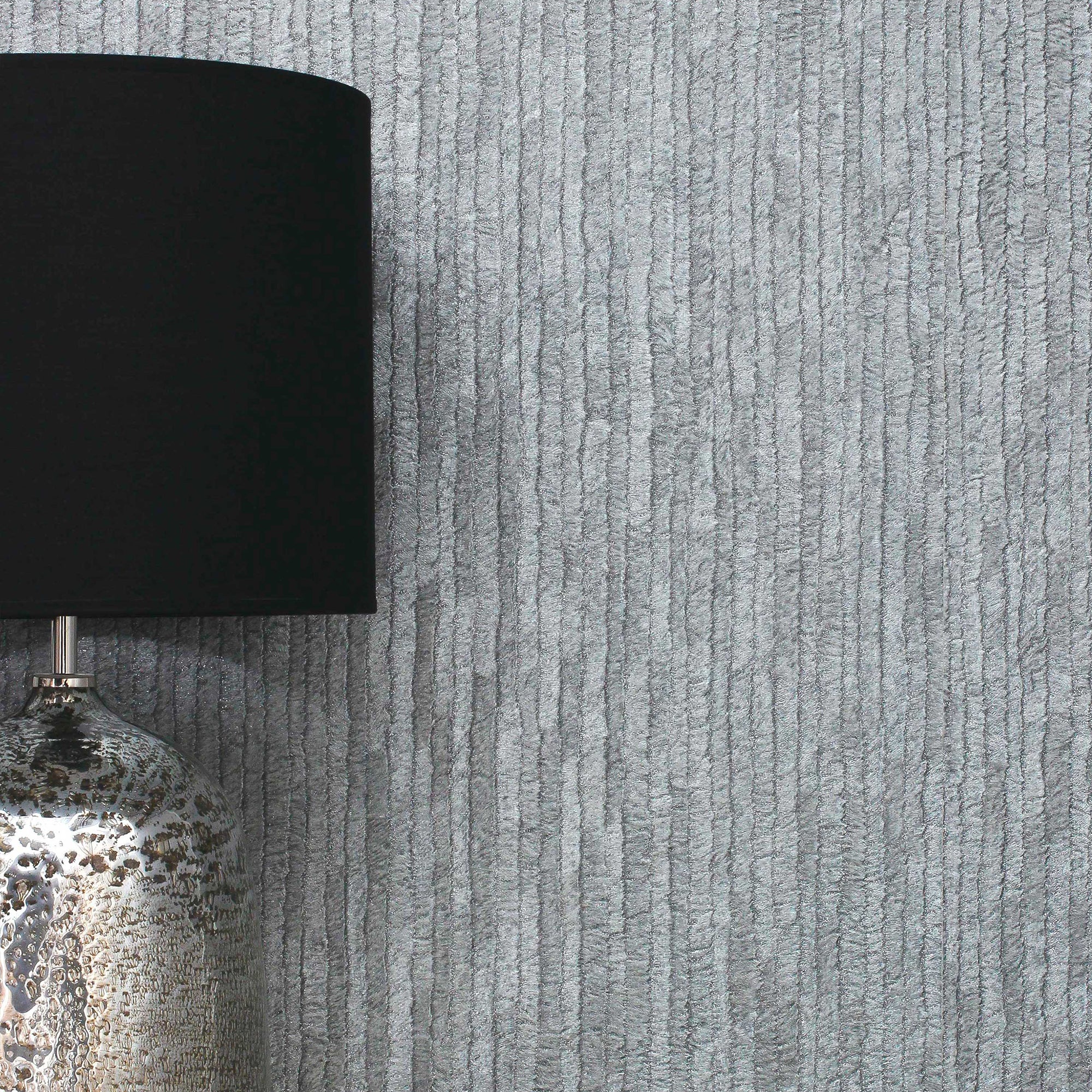 Bergamo Leather Texture Dark Grey and Silver Wallpaper