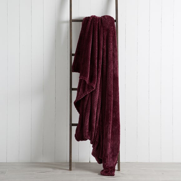 Evan 200cm x 200cm Aubergine Throw Dunelm