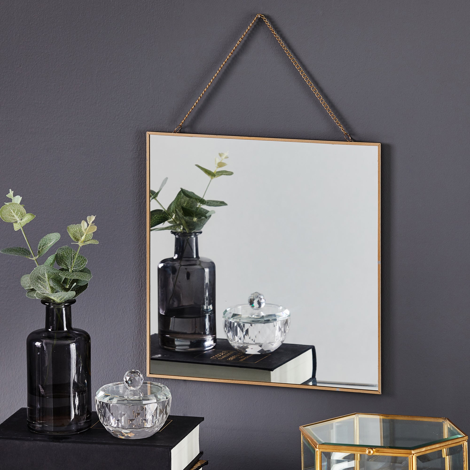 Hanging Chain Square Wall Mirror