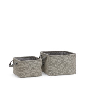 Set of 2 Grey Fabric Storage Baskets
