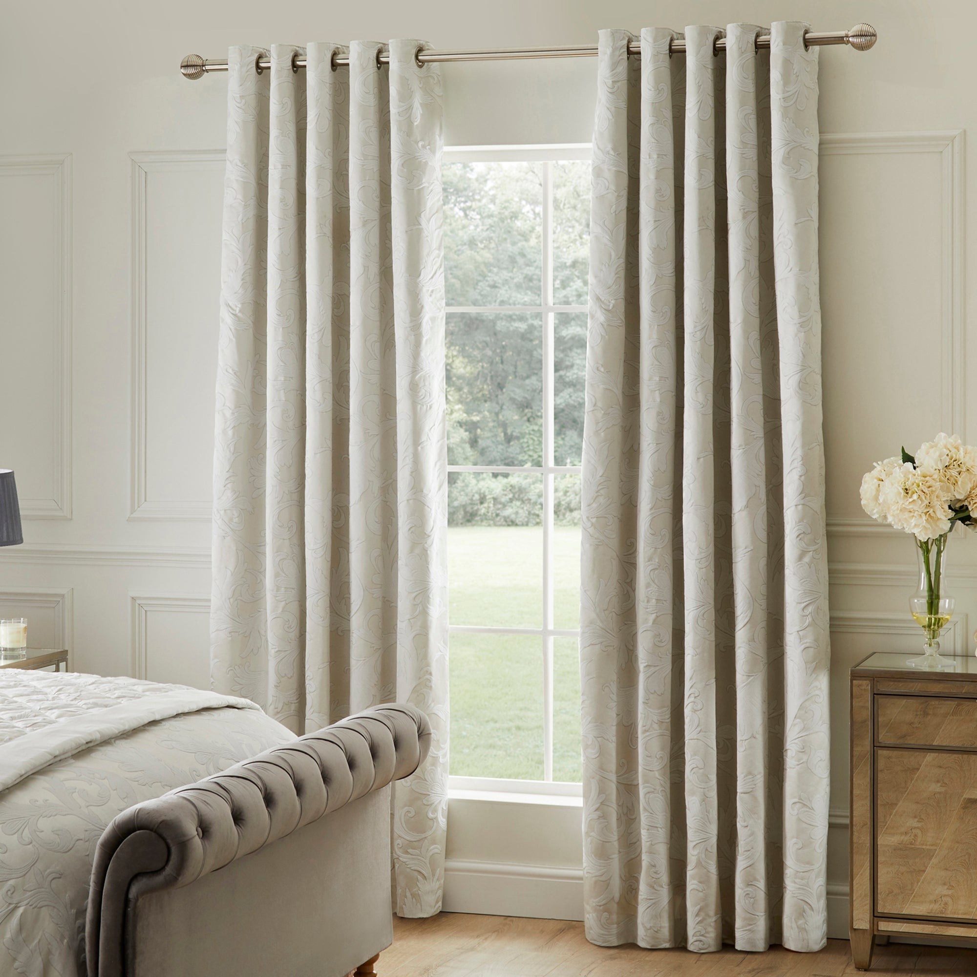 Dorma Acanthus Jacquard Blackout Eyelet Curtains | Dunelm