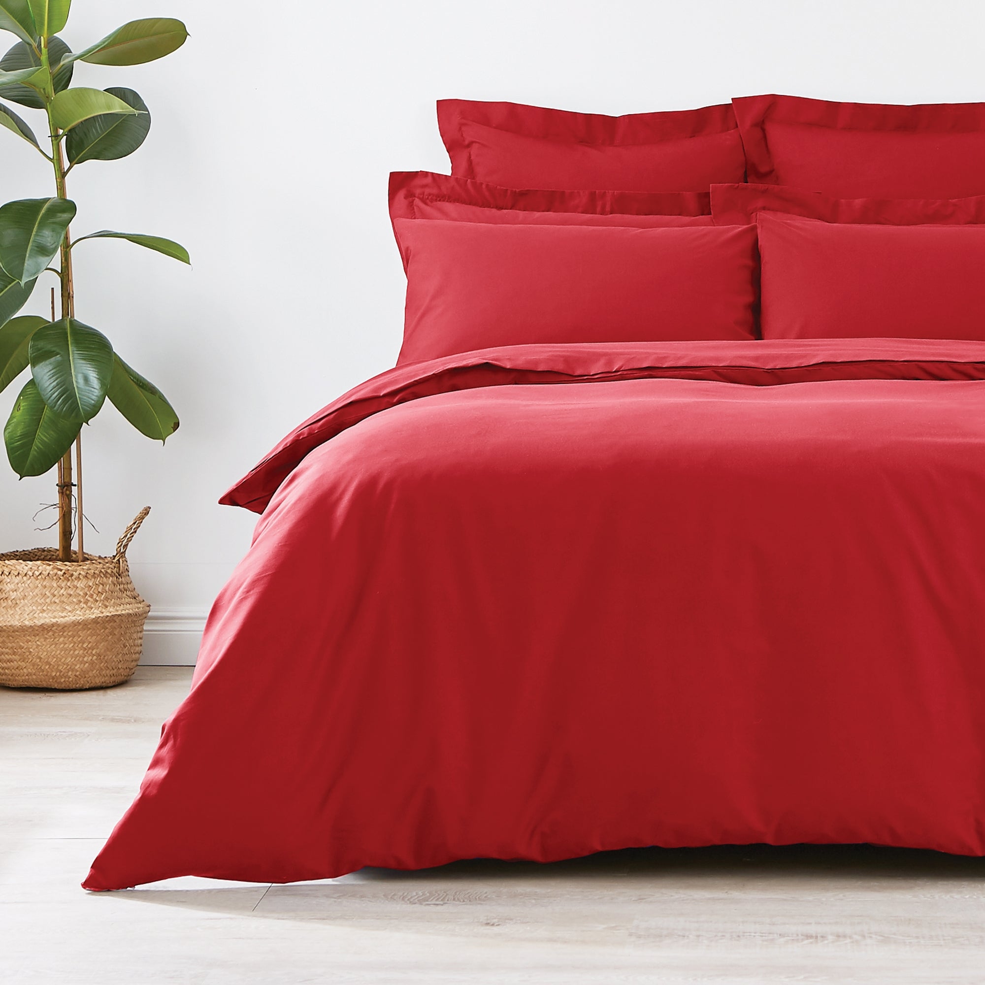 Non Iron Plain Dye Red Duvet Cover Red