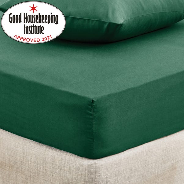 Non Iron Plain Fitted Sheet Hunter Green undefined