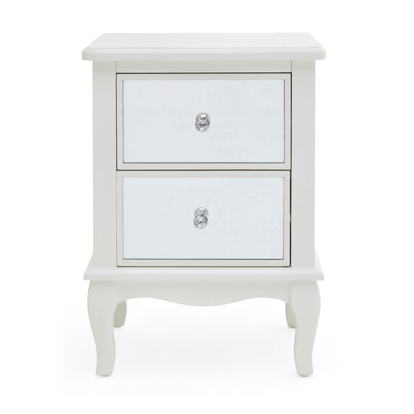 Palais Mirrored Ivory 2 Drawer Bedside Table Dunelm Palais Mirrored Ivory 2 Drawer Bedside, Ivory Mirror Front Nightstand