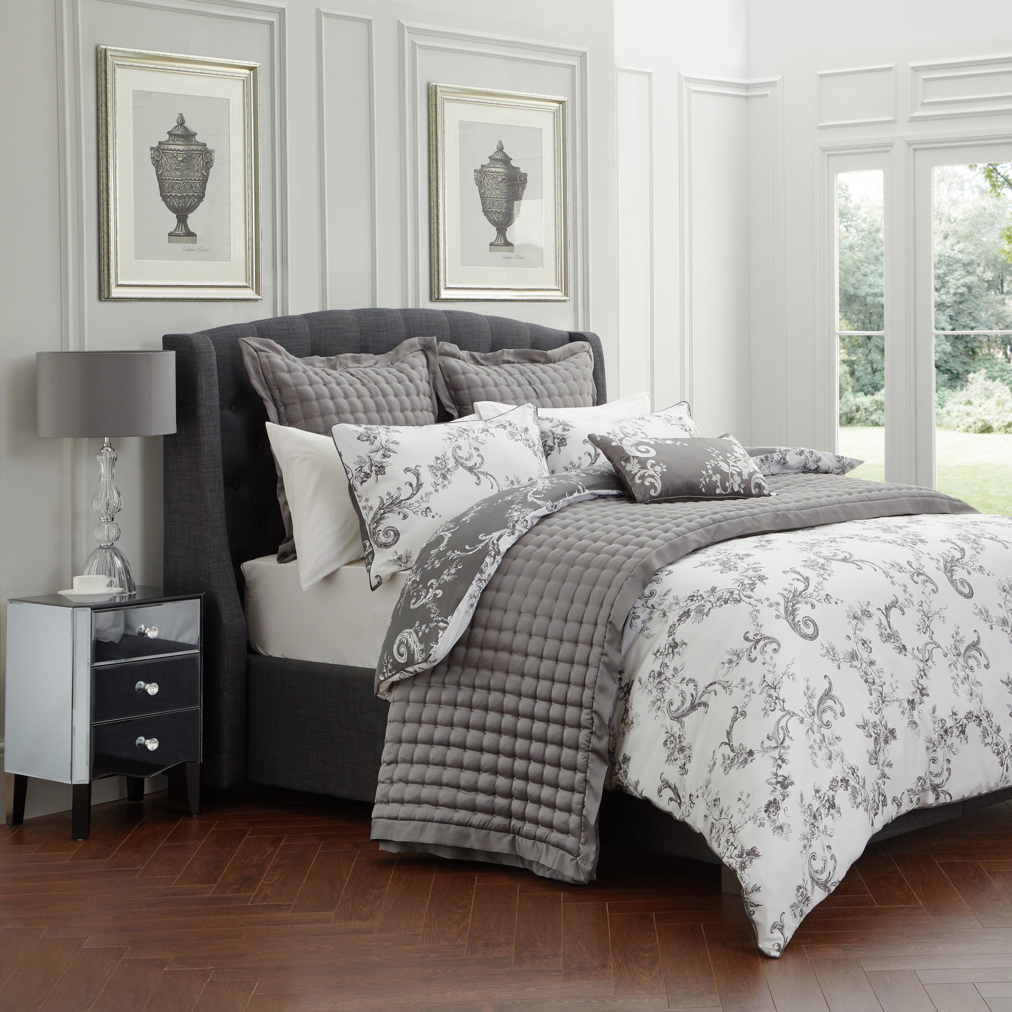 Dorma Ophelia Charcoal Bedspread Dunelm