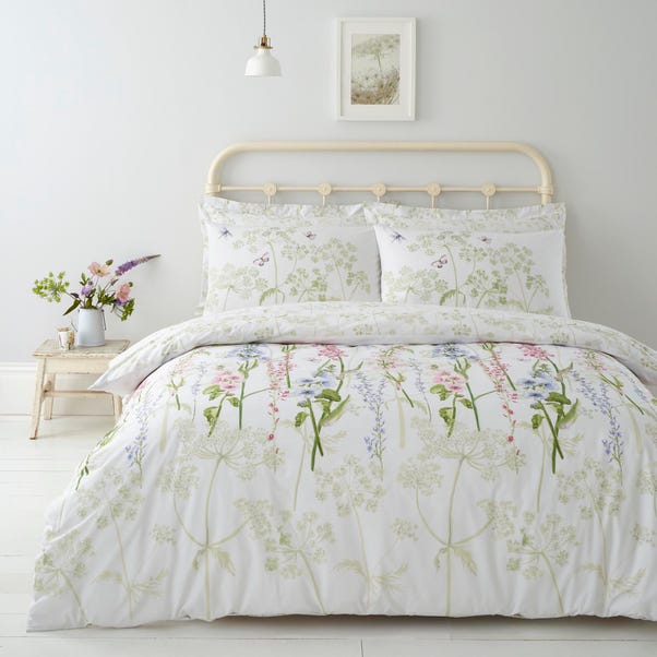 Felicity White Fl Reversible 100 Cotton Duvet Cover And Pillowcase Set Dunelm Felicity White Fl Reversible 100, Super King Size Bedding Sets Dunelm